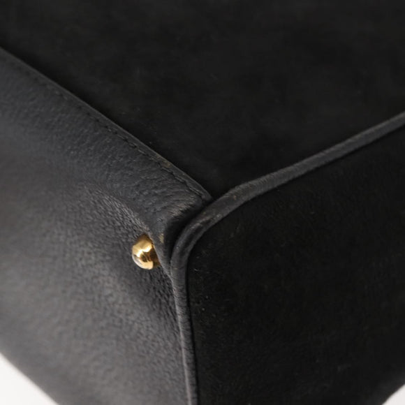 GUCCI Bamboo Hand Bag Suede 2way Black Auth BA6752