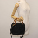 GUCCI Bamboo Hand Bag Suede 2way Black Auth BA6752-22