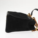 GUCCI Bamboo Hand Bag Suede 2way Black Auth BA6752-3
