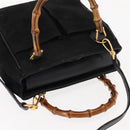 GUCCI Bamboo Hand Bag Suede 2way Black Auth BA6752-15