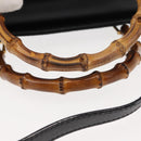GUCCI Bamboo Hand Bag Suede 2way Black Auth BA6752-6