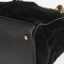 GUCCI Bamboo Hand Bag Suede 2way Black Auth BA6753-17