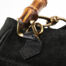 GUCCI Bamboo Hand Bag Suede 2way Black Auth BA6753-10