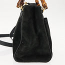 GUCCI Bamboo Hand Bag Suede 2way Black Auth BA6753-4