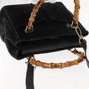 GUCCI Bamboo Hand Bag Suede 2way Black Auth BA6753-6