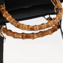 GUCCI Bamboo Hand Bag Suede 2way Black Auth BA6753-7