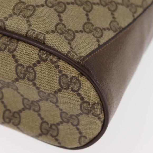 GUCCI GG Canvas Web Sherry Line Shoulder Bag PVC Leather Beige Green Auth BA6758