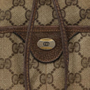 GUCCI GG Canvas Web Sherry Line Shoulder Bag PVC Leather Beige Green Auth BA6758-18
