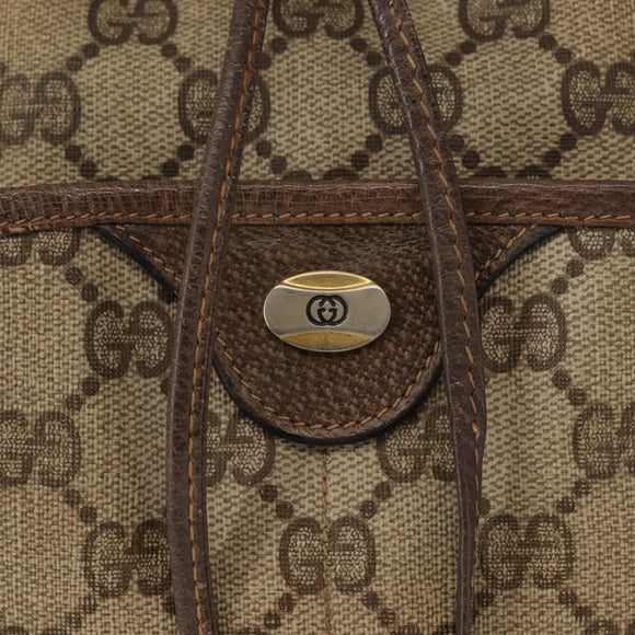 GUCCI GG Canvas Web Sherry Line Shoulder Bag PVC Leather Beige Green Auth BA6758