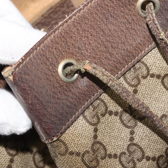 GUCCI GG Canvas Web Sherry Line Shoulder Bag PVC Leather Beige Green Auth BA6758