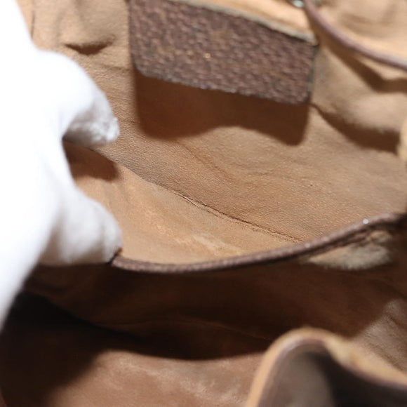 GUCCI GG Canvas Web Sherry Line Shoulder Bag PVC Leather Beige Green Auth BA6758