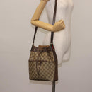 GUCCI GG Canvas Web Sherry Line Shoulder Bag PVC Leather Beige Green Auth BA6758-24