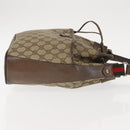 GUCCI GG Canvas Web Sherry Line Shoulder Bag PVC Leather Beige Green Auth BA6758-3