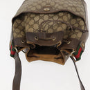 GUCCI GG Canvas Web Sherry Line Shoulder Bag PVC Leather Beige Green Auth BA6758-6