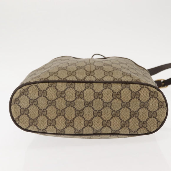 GUCCI GG Canvas Web Sherry Line Shoulder Bag PVC Leather Beige Green Auth BA6758