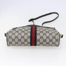GUCCI GG Canvas Sherry Line Shoulder Bag PVC Leather Navy Red Auth BA6760-10