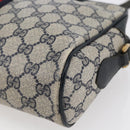 GUCCI GG Canvas Sherry Line Shoulder Bag PVC Leather Navy Red Auth BA6760-13