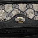 GUCCI GG Canvas Sherry Line Shoulder Bag PVC Leather Navy Red Auth BA6760-16