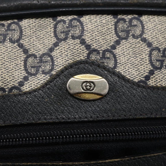 GUCCI GG Canvas Sherry Line Shoulder Bag PVC Leather Navy Red Auth BA6760