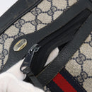 GUCCI GG Canvas Sherry Line Shoulder Bag PVC Leather Navy Red Auth BA6760-17