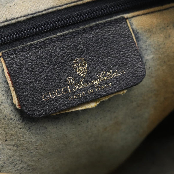 GUCCI GG Canvas Sherry Line Shoulder Bag PVC Leather Navy Red Auth BA6760