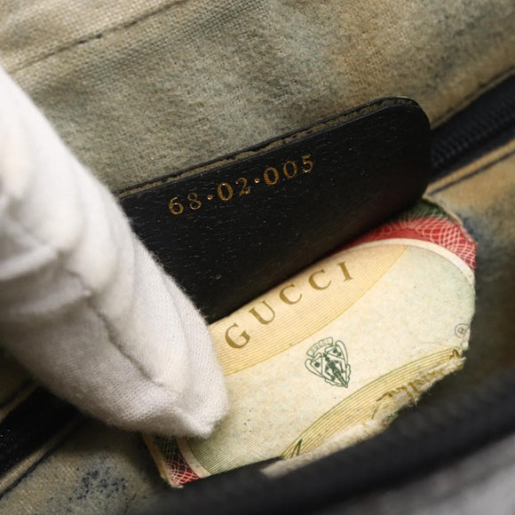 GUCCI GG Canvas Sherry Line Shoulder Bag PVC Leather Navy Red Auth BA6760