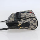 GUCCI GG Canvas Sherry Line Shoulder Bag PVC Leather Navy Red Auth BA6760-4