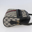 GUCCI GG Canvas Sherry Line Shoulder Bag PVC Leather Navy Red Auth BA6760-5