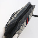 GUCCI GG Canvas Sherry Line Shoulder Bag PVC Leather Navy Red Auth BA6760-6