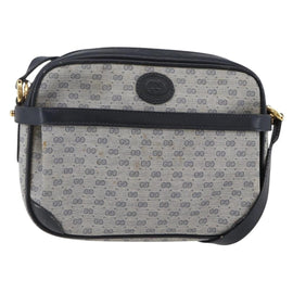 GUCCI Micro GG Canvas Shoulder Bag PVC Leather Navy Auth BA6762