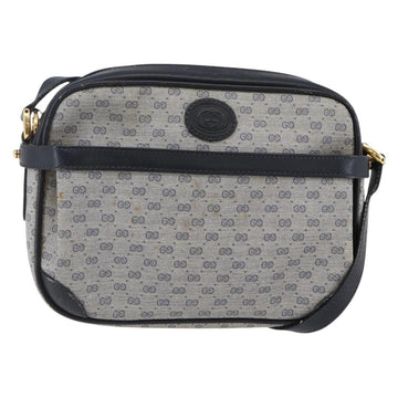 GUCCI Micro GG Canvas Shoulder Bag PVC Leather Navy Auth BA6762