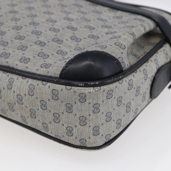 GUCCI Micro GG Canvas Shoulder Bag PVC Leather Navy Auth BA6762