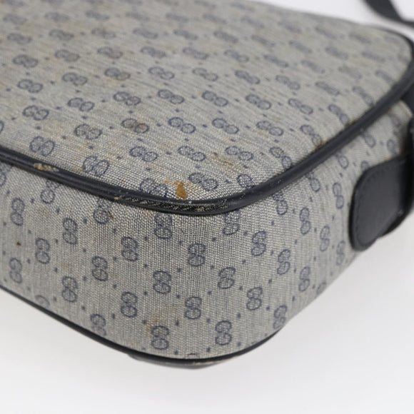 GUCCI Micro GG Canvas Shoulder Bag PVC Leather Navy Auth BA6762