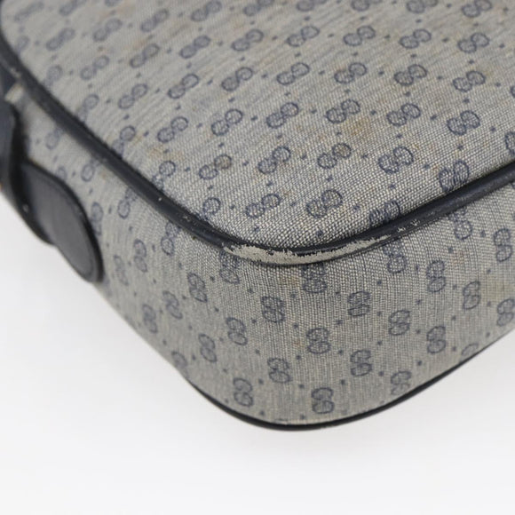 GUCCI Micro GG Canvas Shoulder Bag PVC Leather Navy Auth BA6762