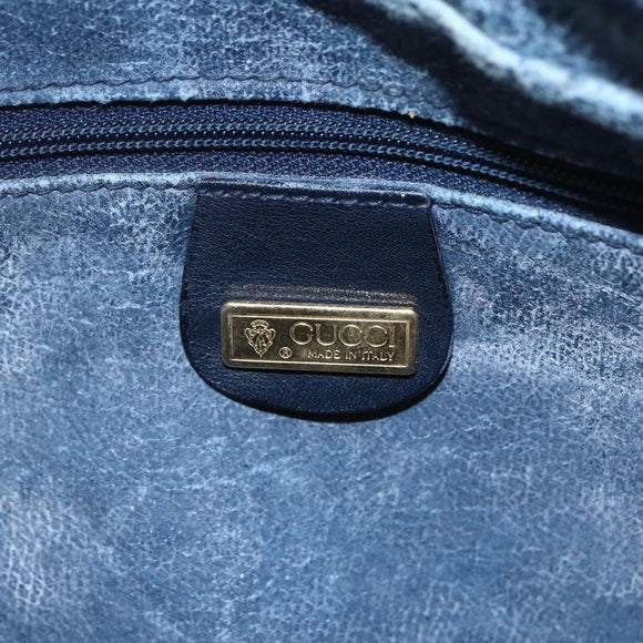 GUCCI Micro GG Canvas Shoulder Bag PVC Leather Navy Auth BA6762