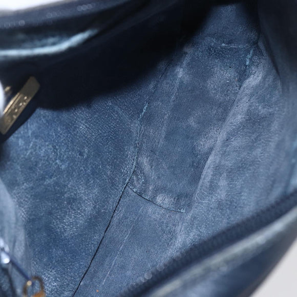 GUCCI Micro GG Canvas Shoulder Bag PVC Leather Navy Auth BA6762