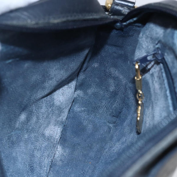 GUCCI Micro GG Canvas Shoulder Bag PVC Leather Navy Auth BA6762