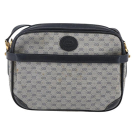 GUCCI Micro GG Canvas Shoulder Bag PVC Leather Navy Auth BA6762 - 0
