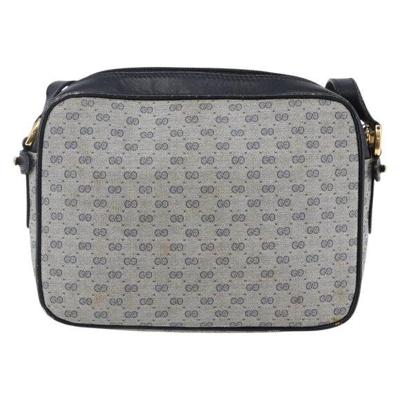 GUCCI Micro GG Canvas Shoulder Bag PVC Leather Navy Auth BA6762