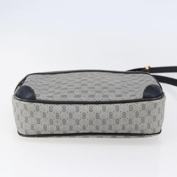 GUCCI Micro GG Canvas Shoulder Bag PVC Leather Navy Auth BA6762
