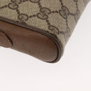 GUCCI GG Canvas Web Sherry Line Shoulder Bag PVC Leather Beige Green Auth BA6764-10