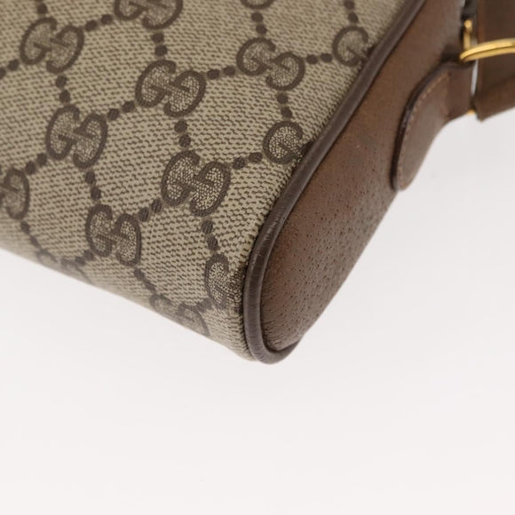 GUCCI GG Canvas Web Sherry Line Shoulder Bag PVC Leather Beige Green Auth BA6764