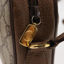 GUCCI GG Canvas Web Sherry Line Shoulder Bag PVC Leather Beige Green Auth BA6764-14