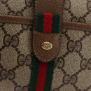 GUCCI GG Canvas Web Sherry Line Shoulder Bag PVC Leather Beige Green Auth BA6764-15