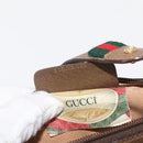 GUCCI GG Canvas Web Sherry Line Shoulder Bag PVC Leather Beige Green Auth BA6764-21