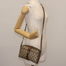 GUCCI GG Canvas Web Sherry Line Shoulder Bag PVC Leather Beige Green Auth BA6764-22