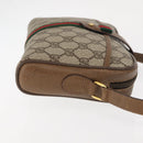 GUCCI GG Canvas Web Sherry Line Shoulder Bag PVC Leather Beige Green Auth BA6764-4