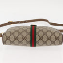 GUCCI GG Canvas Web Sherry Line Shoulder Bag PVC Leather Beige Green Auth BA6764-9