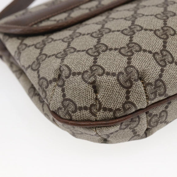 GUCCI GG Canvas Web Sherry Line Shoulder Bag PVC Leather Beige Green Auth BA6766