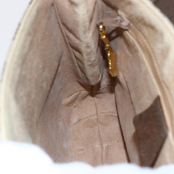 GUCCI GG Canvas Web Sherry Line Shoulder Bag PVC Leather Beige Green Auth BA6766